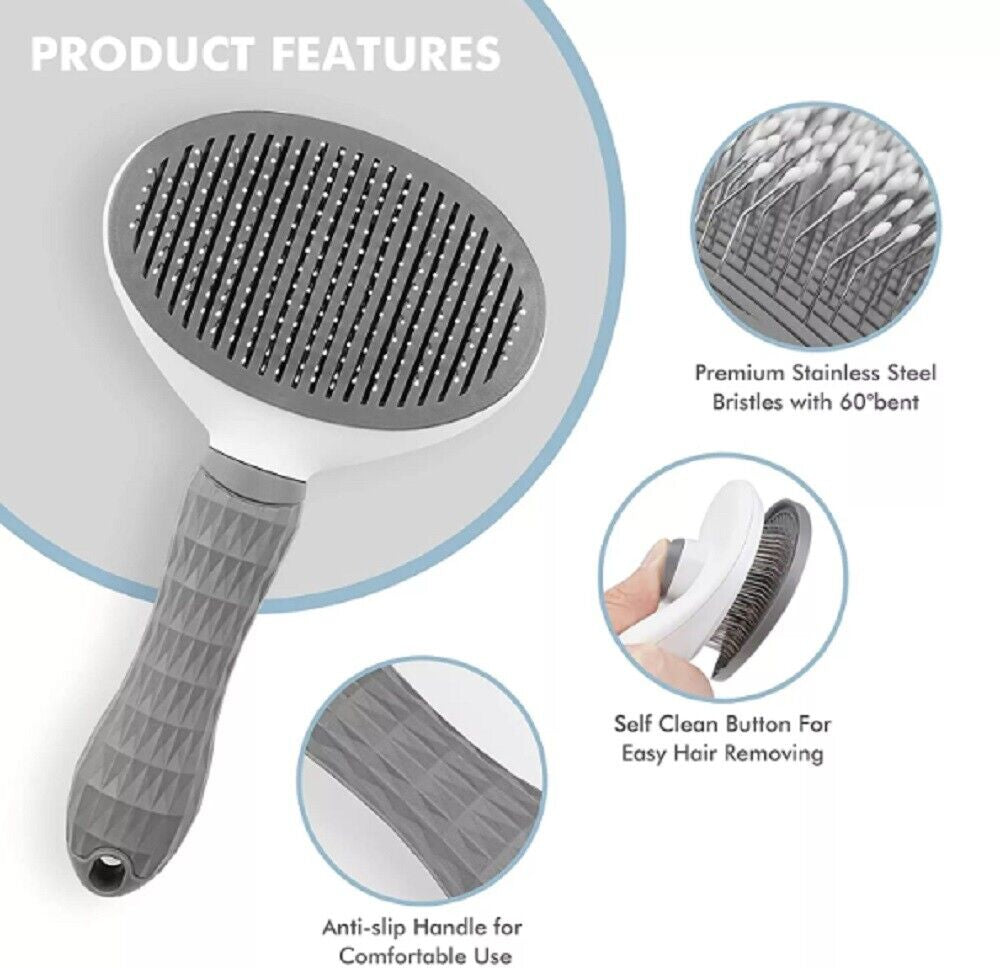 Pet Hair Remover Brush – Self-Cleaning Deshedding Grooming Comb for Dogs & Cats